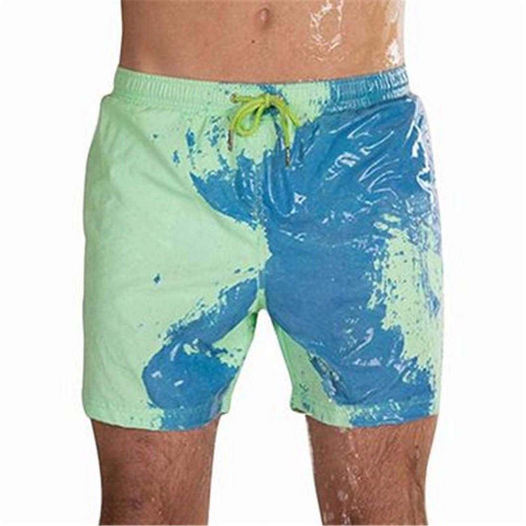 Unisex Beach Trunks Quick-Dry Swimming Trunks Three-Color Temperature-Sensitive Shorts Summer Home Boxers for Men and Women