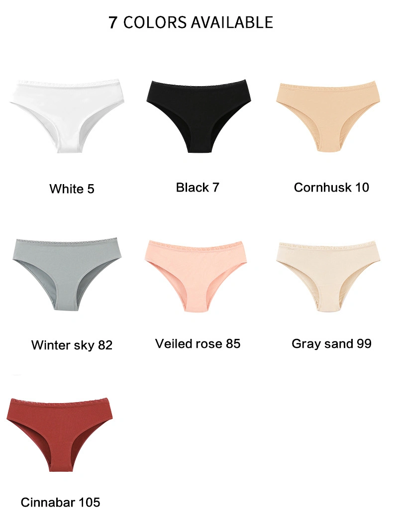 Women′s Underwear Combed Cotton Lace Sexy Briefs