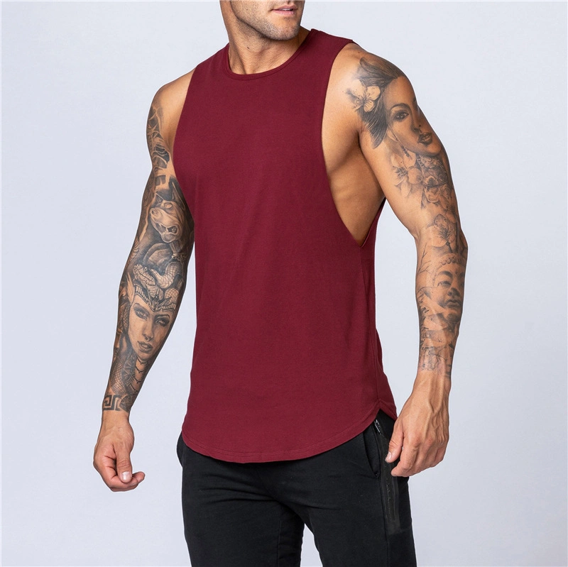 Wholesale 2022 Custom Logo Cotton Muscle Shirts Sleeveless Fitness Wear Men Gym Gear Tank Top Singlet T Shirt Vest