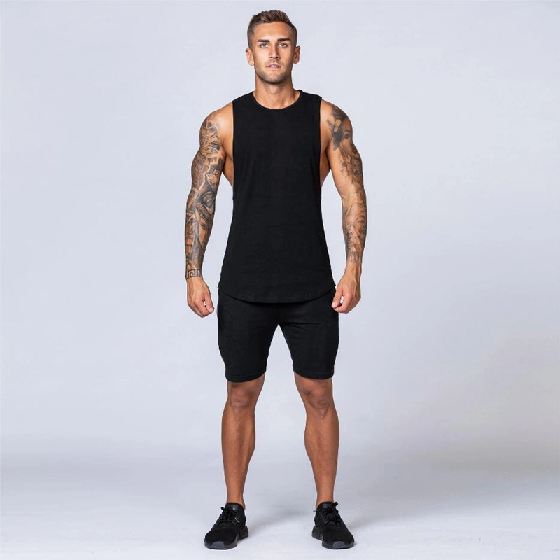 Wholesale 2022 Custom Logo Cotton Muscle Shirts Sleeveless Fitness Wear Men Gym Gear Tank Top Singlet T Shirt Vest