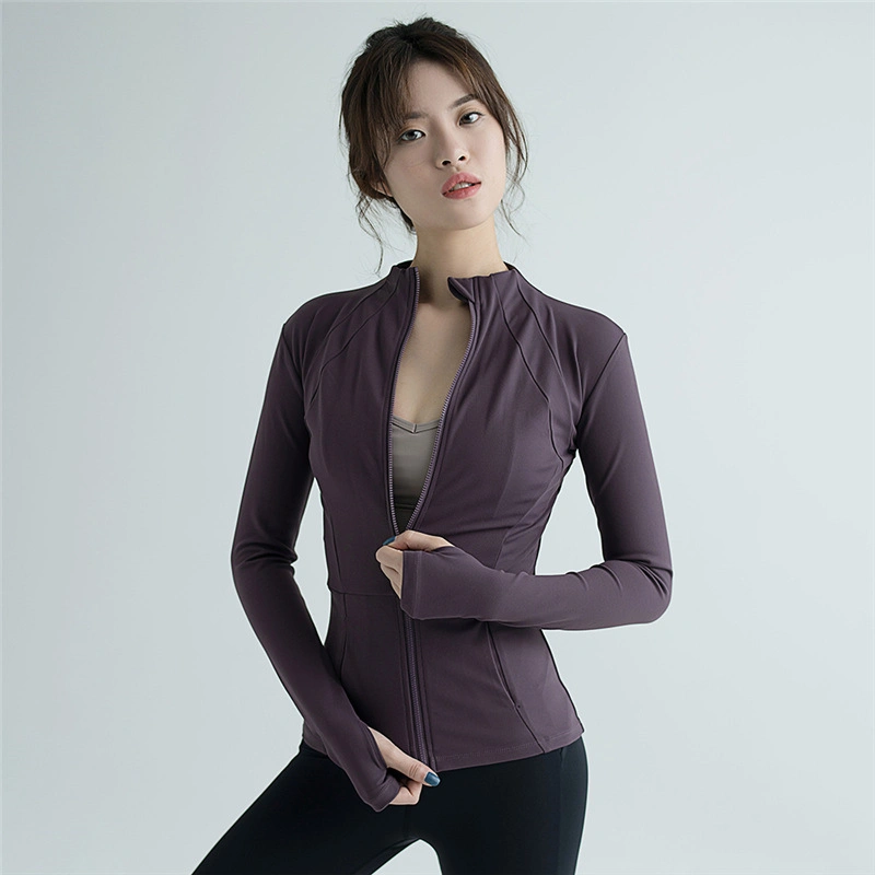 Spring New Yoga Clothes Women′ S Jacket Stand-up Collar Zipper Sports Slimming Quick-Drying Slim Fit Fitness Clothes Long Sleeves