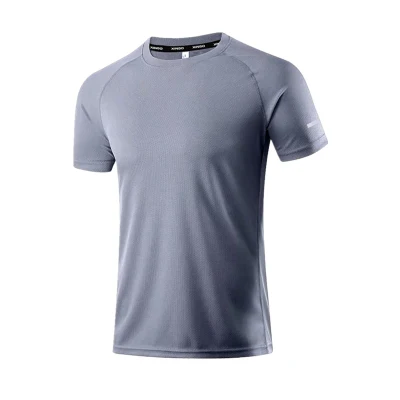 Camiseta Masculina Esportes de Verão Lazer Secagem Rápida Gola Alta Elástica Respirável Manga Curta Esportes Fitness